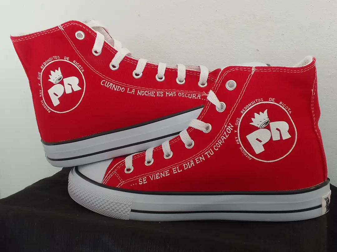 zapatilla de Redondos pintada a mano